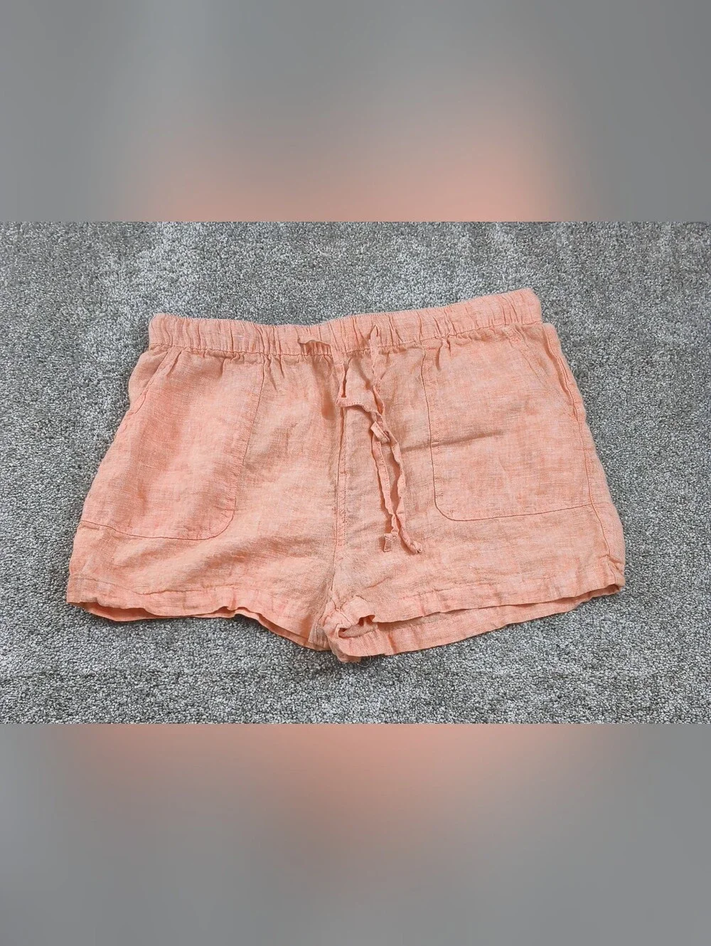 C&C CALIFORNIA Shorts 100% Linen Size XL Elastic Waist Peach Orange
